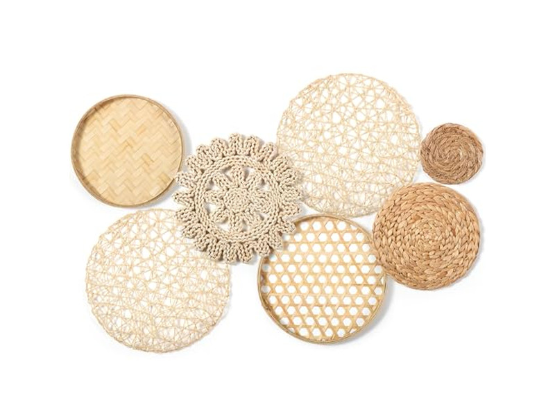 ديكور حائط ساحلي للمنزل تصفية ريفية زخارف الخوص والخيزران