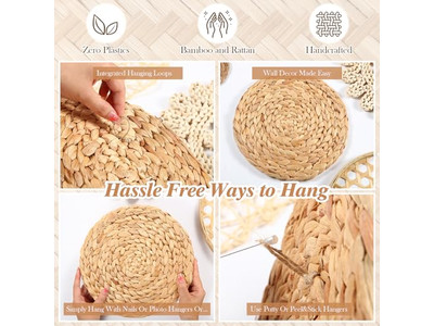 ديكور حائط ساحلي للمنزل تصفية ريفية زخارف الخوص والخيزران